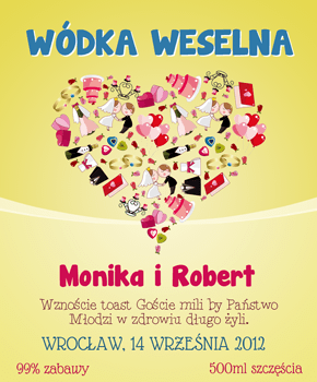 Etykieta na wódkę weselną 1